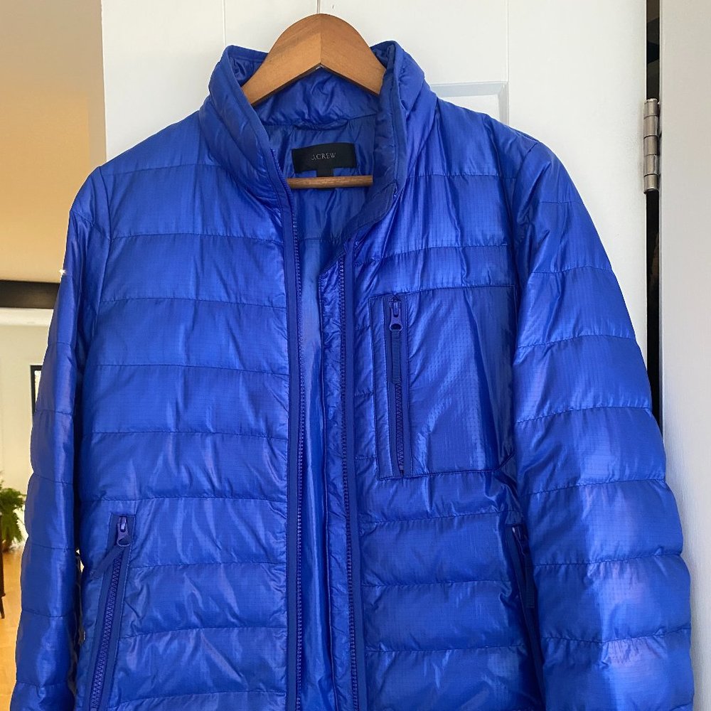 Electric blue J Crew puffer jacket
